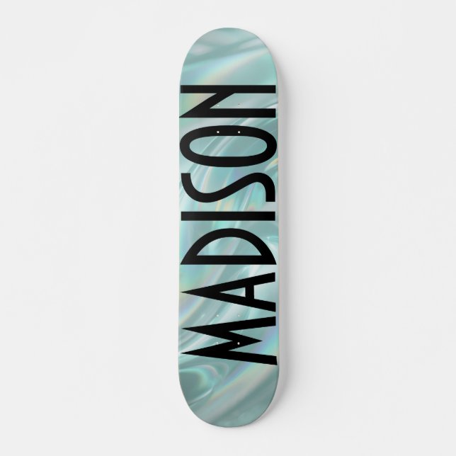Custom Name Teal Opal Skateboard (Devant)