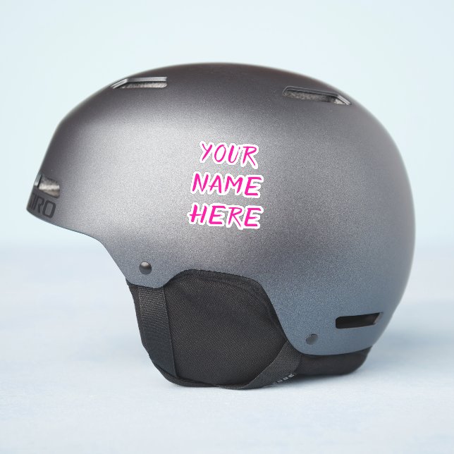 Custom Name Text Script Pink Helmet Stickers (Côté casque)