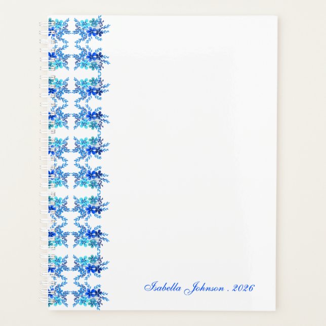 Custom Name Watercolor Blue Floral (Devant)