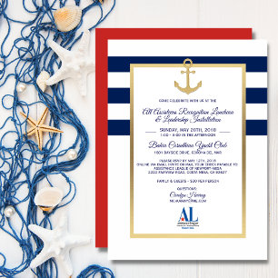Custom Navy Blue Nautical Party Invitations d'évén