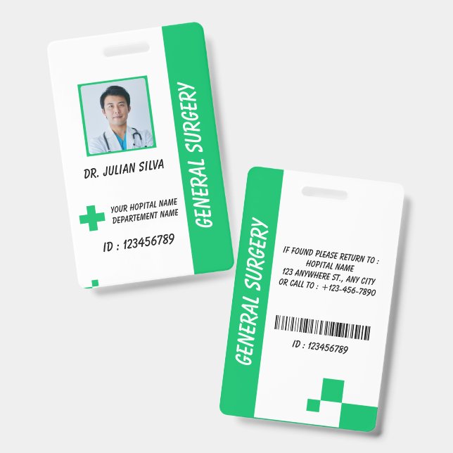 Custom Nurse ID Badge for Healthcare Employees (Avant & arrière)