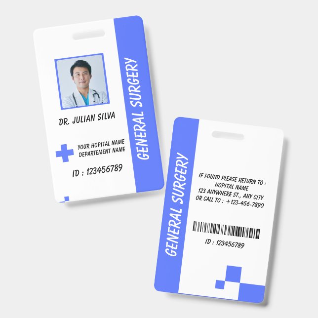 Custom Nurse ID Badge for Healthcare Employees (Avant & arrière)