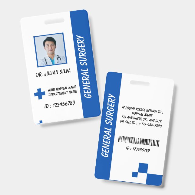 Custom Nurse ID Badge for Healthcare Employees (Avant & arrière)