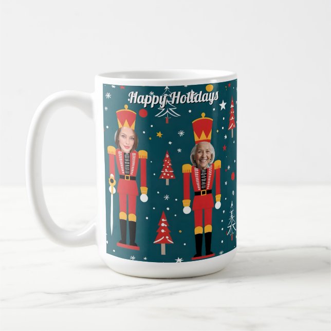 custom nutcracker 5 face photo Mug coffee cup (Gauche)