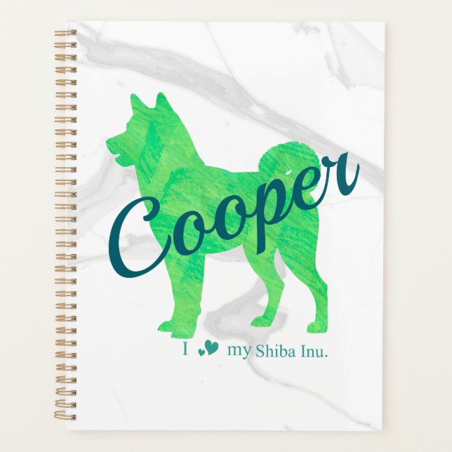 Custom Pastel Green Shiba Inu Silhouette  Notebook (Devant)
