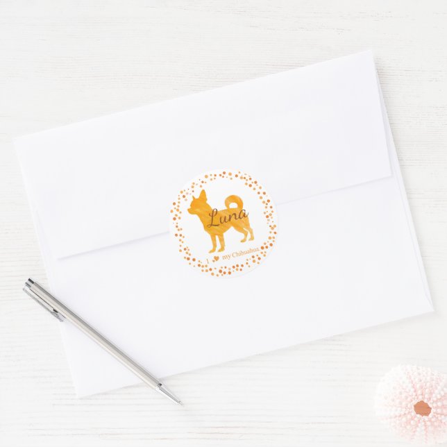 Custom Pastel orange chihuahua Silhouette sticker  (Enveloppe)