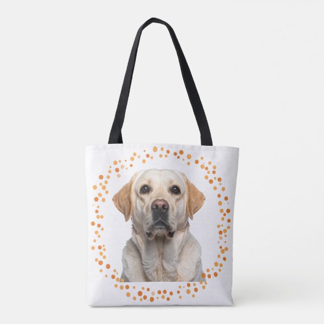Custom pastel orange Labrador Retriever tote bag (Dos)