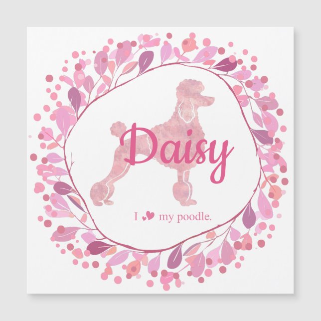Custom Pastel Pink Poodle Silhouette  Magnet (Devant)