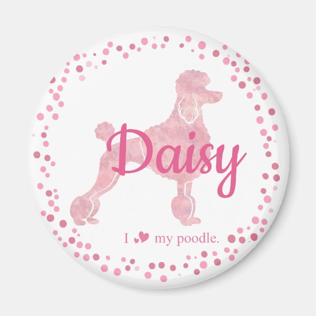 Custom Pastel Pink Poodle Silhouette  Magnet (Devant)