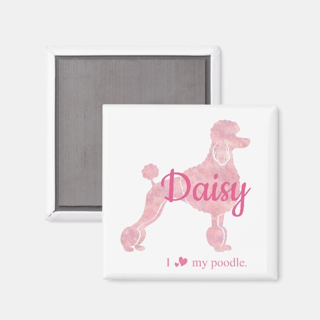 Custom Pastel Pink Poodle Silhouette  Magnet (Recto/Verso)