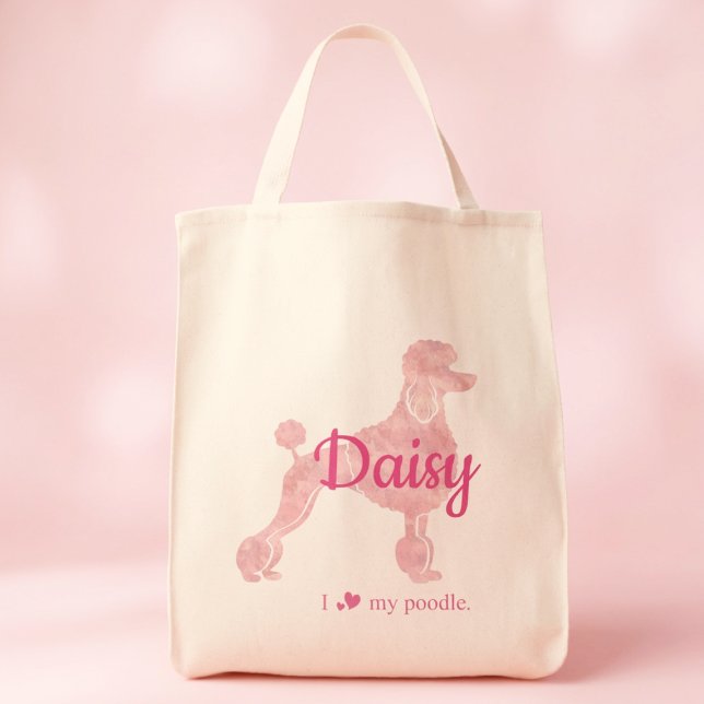 Custom Pastel Pink Poodle Silhouette tote bag (Créateur téléchargé)