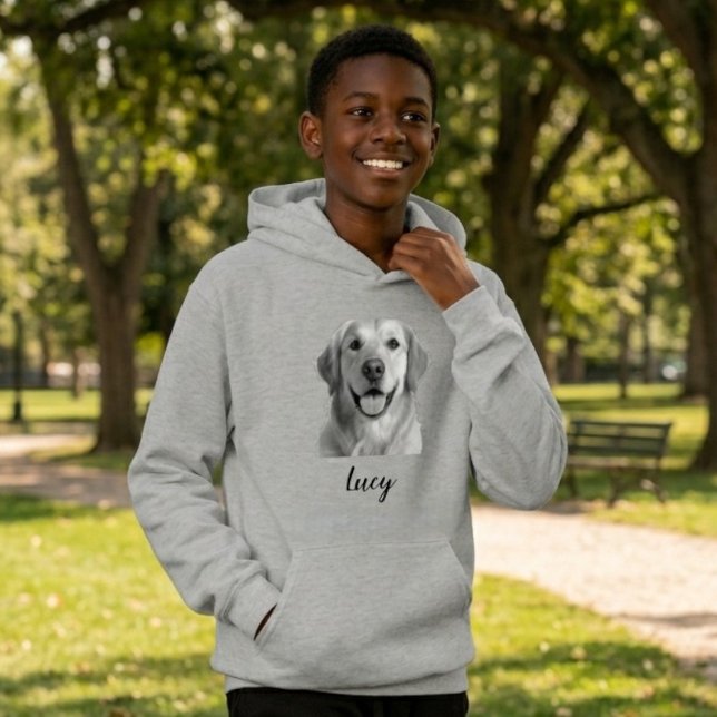 Custom Pet Face Hoodie for Boys, Personalized Dog  (Créateur téléchargé)