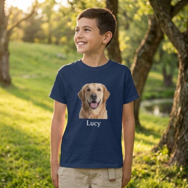 Custom Pet Face T-Shirt for Boys, Personalized Dog (Créateur téléchargé)
