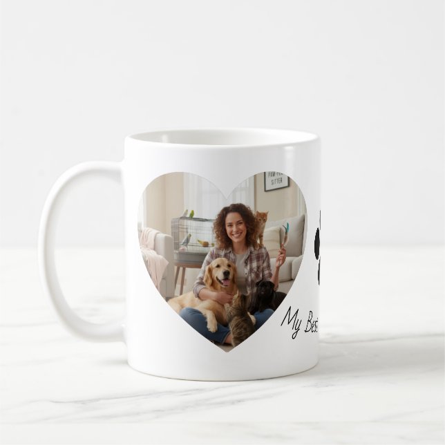 Custom Pet Photo Heart Mug (Gauche)