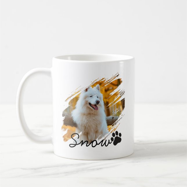 Custom Pet Photo & Name Modern Brushstroke Mug (Gauche)