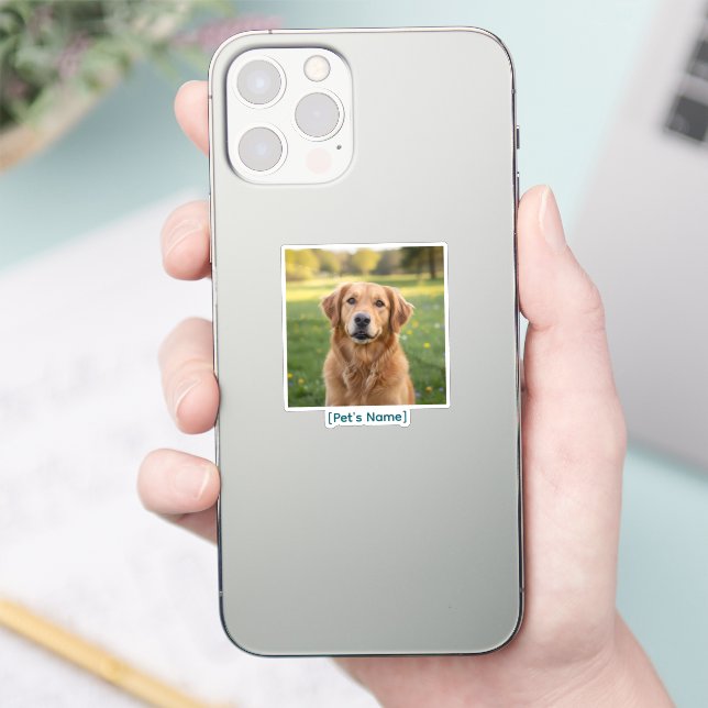 Custom Pet Photo Sticker | Personalized Name Vinyl (Téléphone)