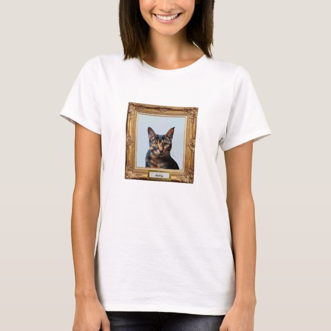 Custom Pet Portrait T-shirt – Your Cat in a Frame (Devant)