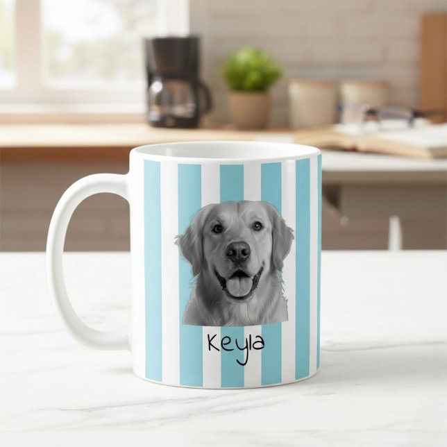 Custom Pet Striped Mug Using Pet Photo (Créateur téléchargé)