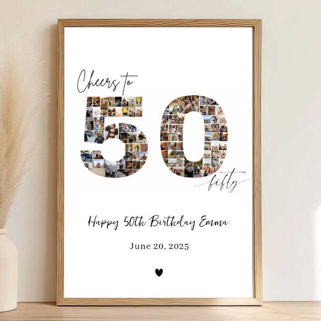 Custom Photo Collage 50th Birthday Poster Gift (Créateur téléchargé)