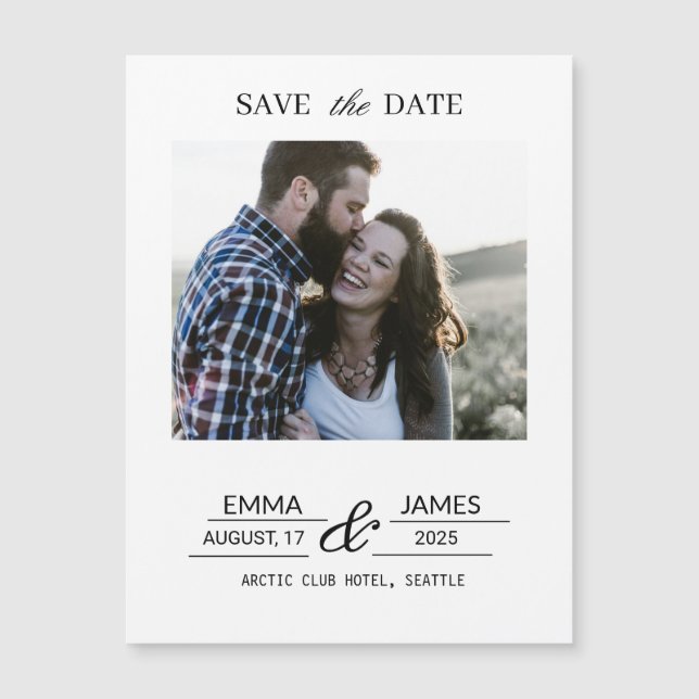 Custom Photo Engagement Save the Date magnet (Devant)