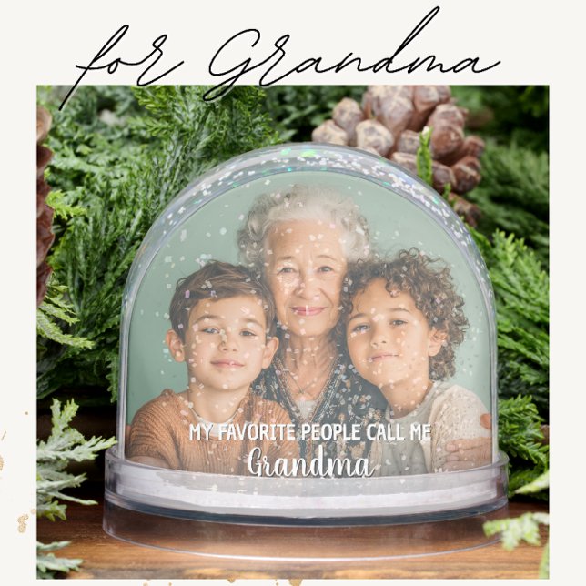 Custom Photo Favorite People Call Me Grandma (Personalized photo snow globe for Grandma)