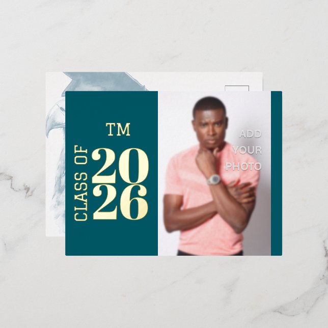 Custom Photo Foil Graduation Invitation Postcard (Recto/Verso)