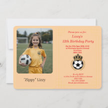 Custom Photo Girl Soccer Birthday Party Invitation