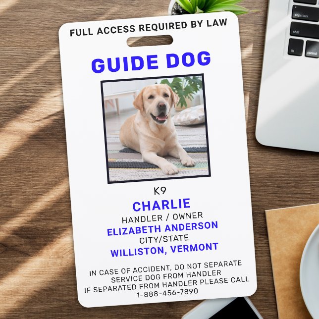 Custom Photo Guide Dog Service Dog ID Badge (Créateur téléchargé)