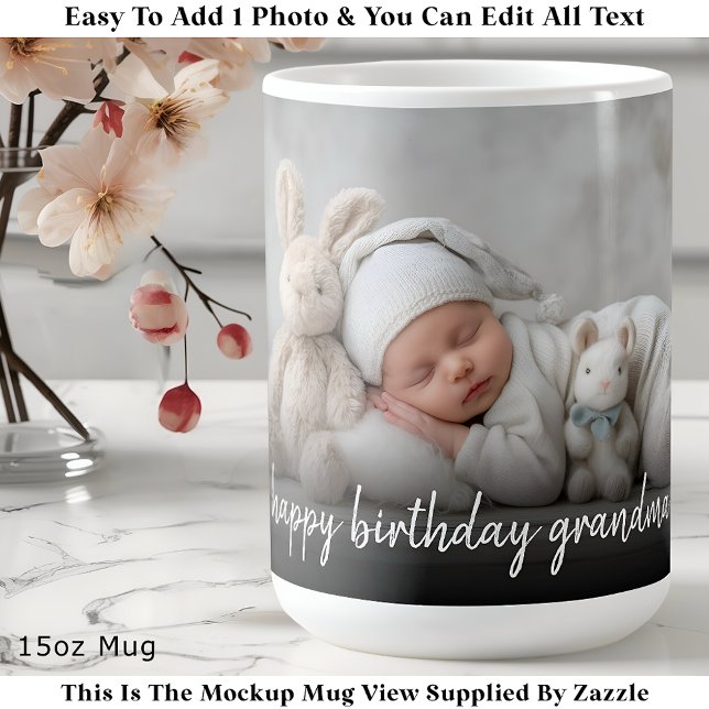 Custom Photo Mug Grandma, Modern One Photo Easy (Créateur téléchargé)