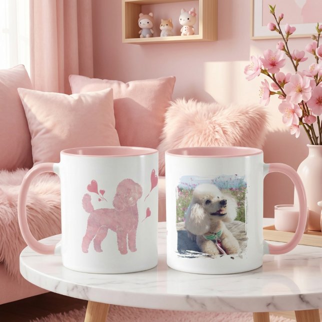 Custom Photo Poodle Valentine Mug with Name (Créateur téléchargé)