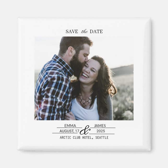 Custom Photo Save the Date Wedding magnet (Devant)