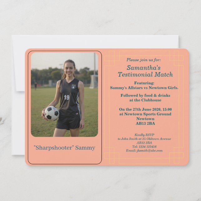 Custom Photo Soccer Testimonial Match Invitation (Devant)
