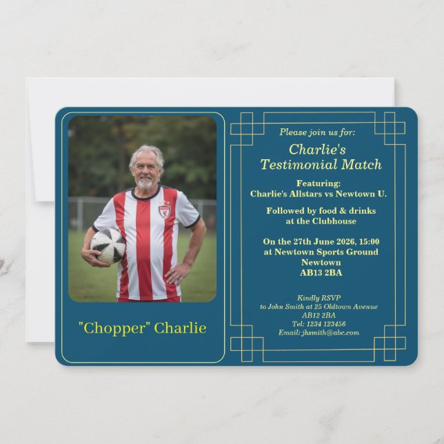 Custom Photo Soccer Testimonial Party Invitation (Devant)