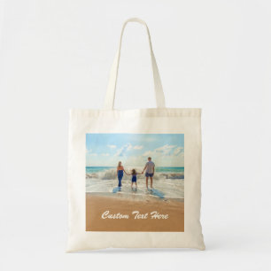 Custom Photo Text Tote Bag Your Family Photos Gift