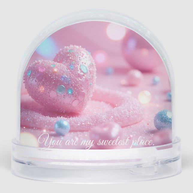 💖Custom Pink Heart Snow Globe –Romantic Gift Idea (Arrière)