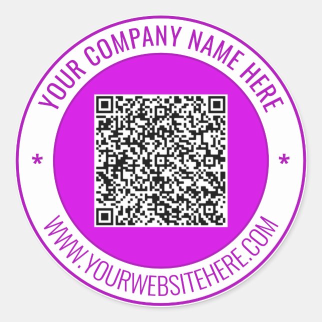Custom QR Code Name Info Round Stickers Example (Devant)