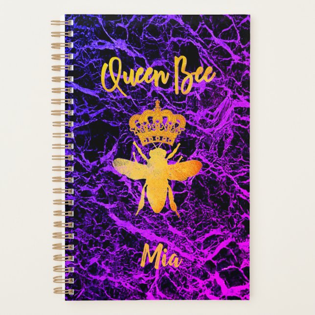 Custom QUEEN BEE Gold Black Purple Non daté Mois (Devant)