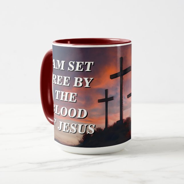 Custom Quote Faith Coffee Mug - Blood of Jesus. (Devant gauche)