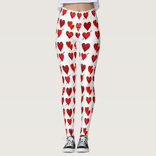 Custom red heart attack Love design Leggings (Devant)