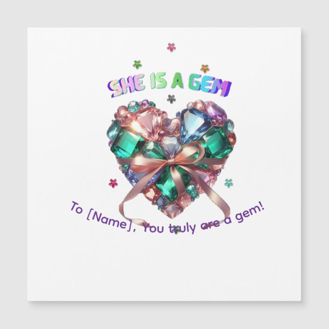Custom She Is A Gem Heart Gemstone Gift (Devant)