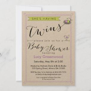Custom She's Twins Baby shower Invitation