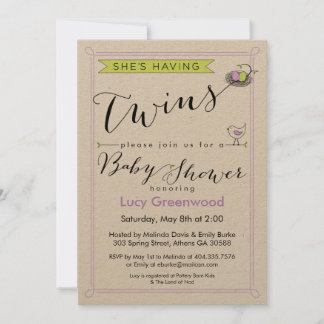 Custom She's Twins Baby shower Invitation