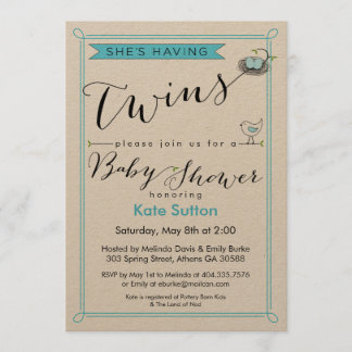 Custom She's Twins Baby shower Invitation