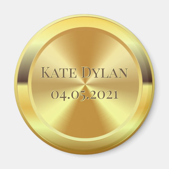 Custom Simulated Engraved Gold Circle Magnet (Devant)