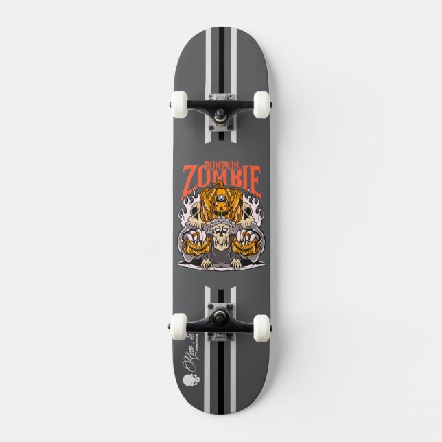 Custom Skateboard Deck - "Pumpkin Zombie"  (Recto)