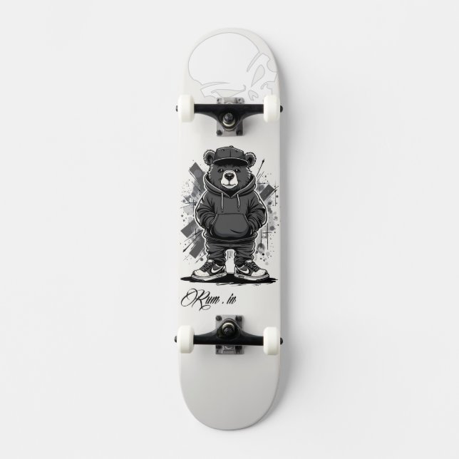 Custom Skateboard Deck - "Street Bear" (Recto)