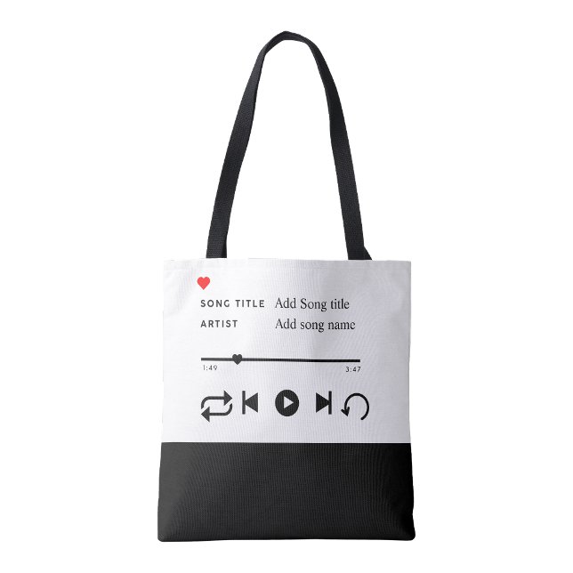 Custom Song Title Tote Bag |Personalized Music bag (Favorite Song shopping Book Tote Bag)