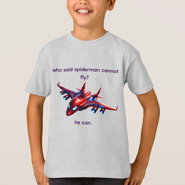 Custom Spiderman Web-Plane Kids Birthday T-Shirt (Devant)