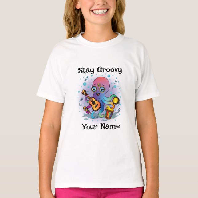 Custom T-Shirt | Retro Octopus Name & Text (Devant)