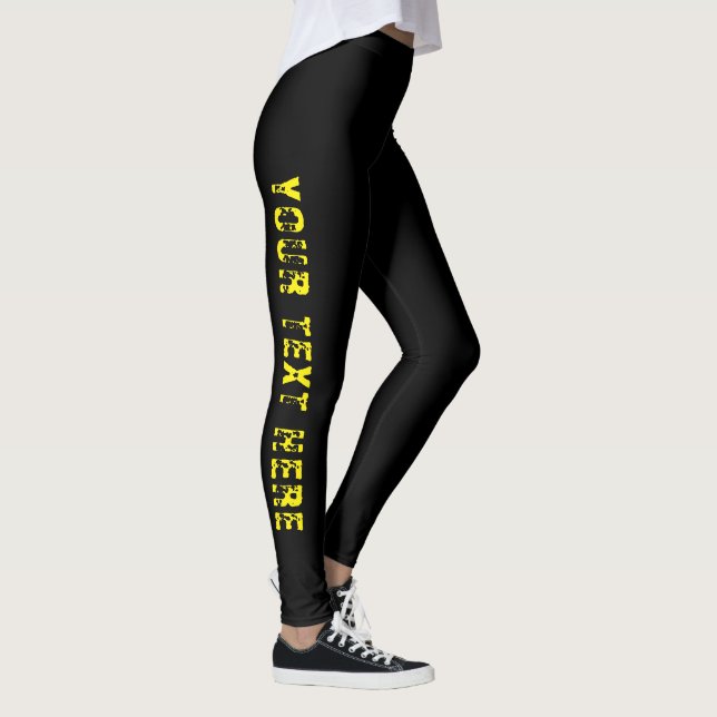 Custom Text Black Leggings for Stylish Comfort (Droite)